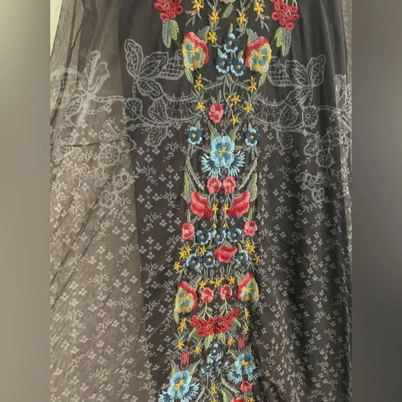 Johnny Was, Eleir printed mesh Maxi Dress Size XXL Floral Sleeveless Embroiderd - Picture 7 of 11